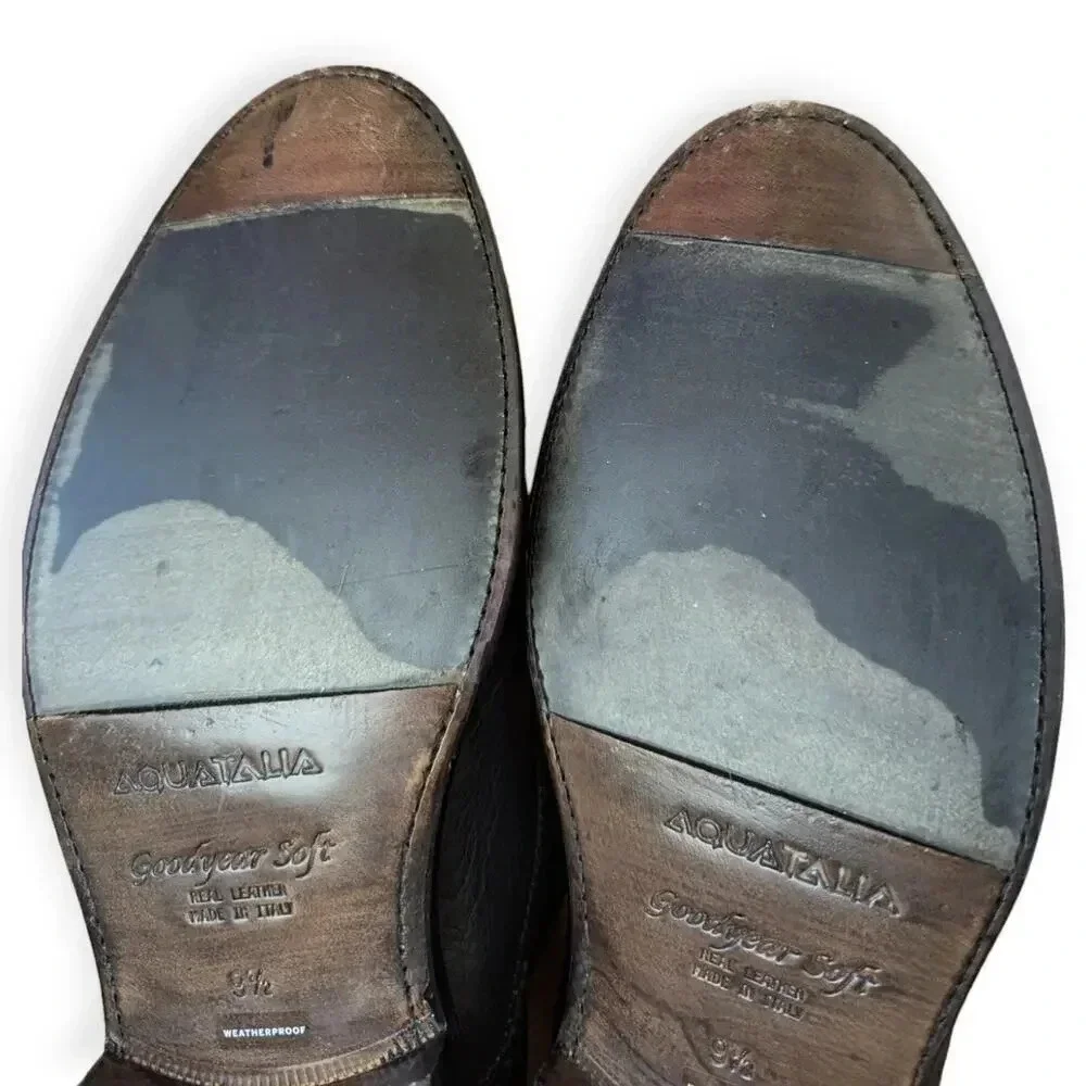 Aquatalia Men's Black Dress Shoes Leather Double Monk Strap Loafer Weatherproof